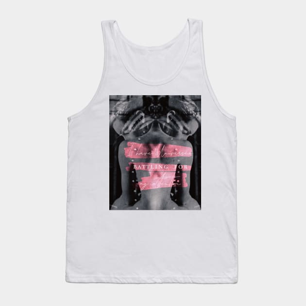 I have universes battling for me attention typography on double exposure of two headed woman Tank Top by penandbea